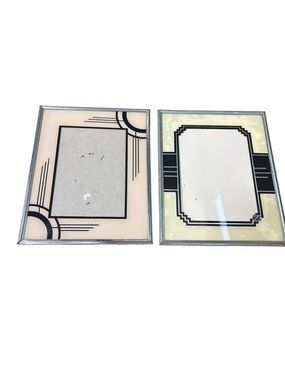 Lot of 2 Art Deco Vintage 1920s Glass Picture Frame 10x8 20s Metal Frame Antique